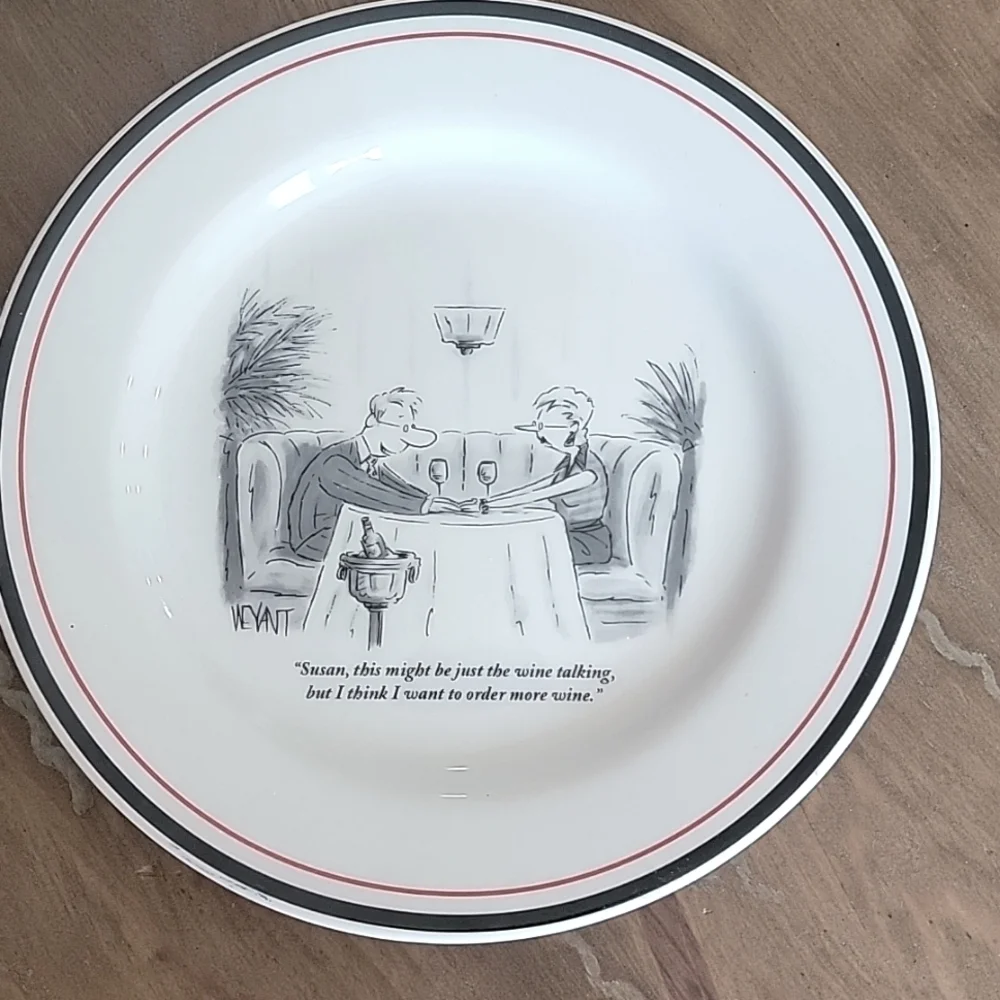 Restoration Hardware Appetizer/Dessert‎ Plates - New Yorker Cartoon Set of 2